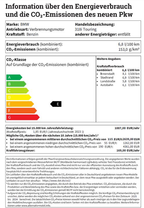 BMW 318i Touring Energielabel BMW 318i Touring Energielabel
