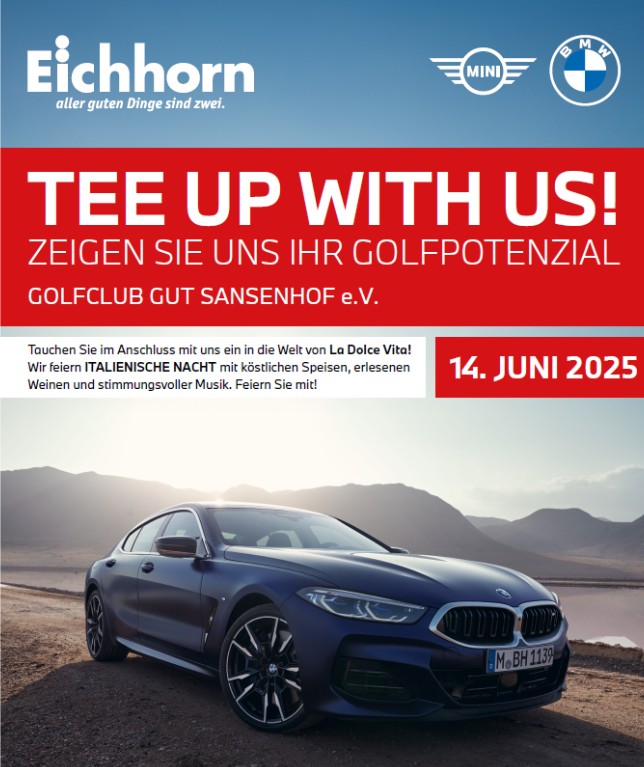 Golfturnier beim Autohaus Eichhorn, Bild vom BMW 8er mit Infos zur Veranstaltung